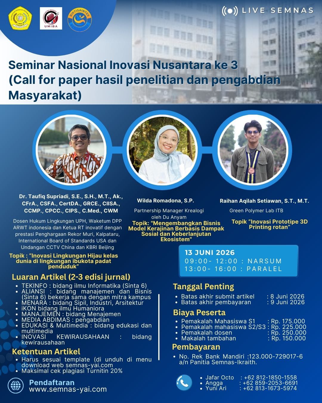 SEMINAR NASIONAL INOVASI NUSANTARA ke-3 (SEMNAS INONUS 2026) “Menyatukan Inovasi, Menggerakkan Nusantara”