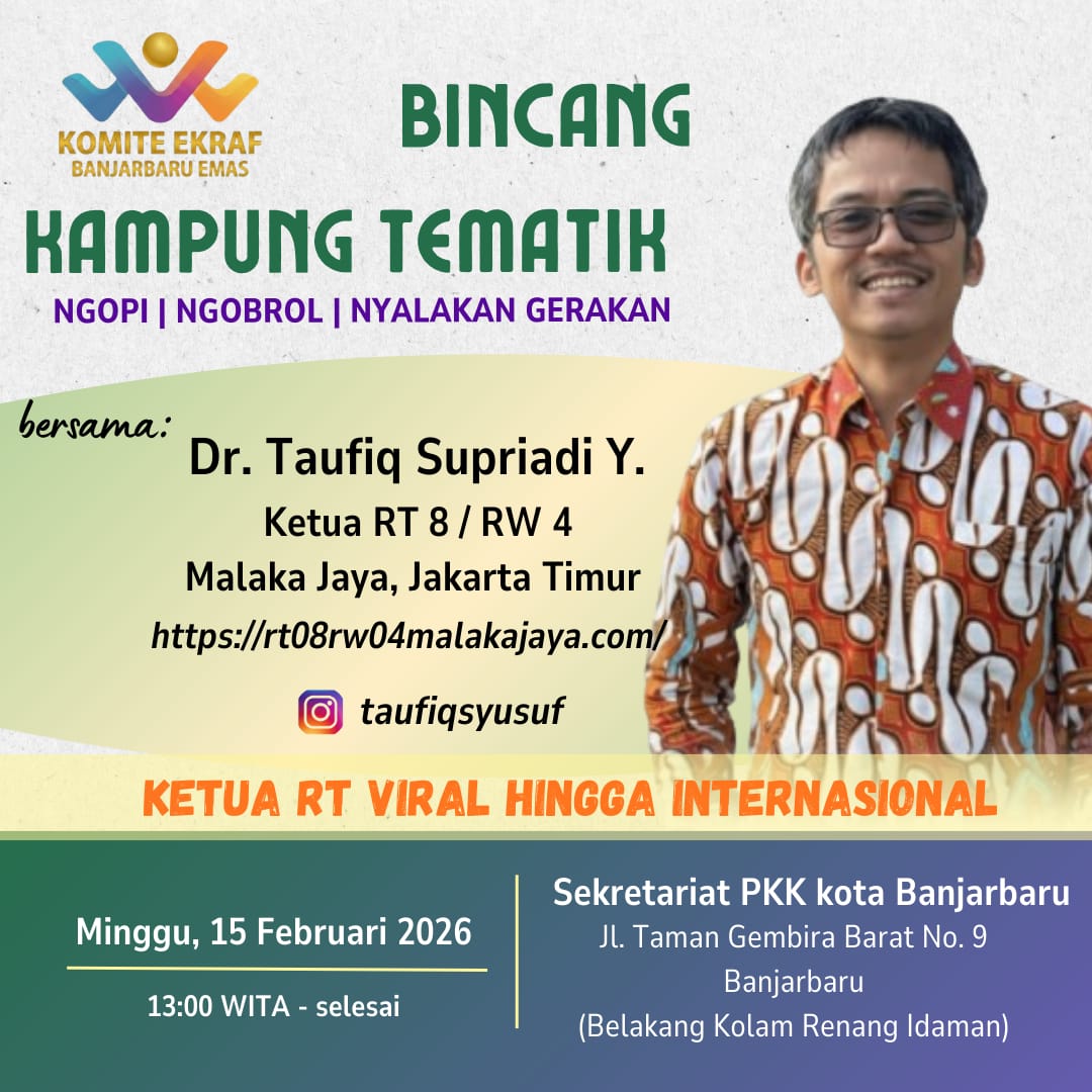 Inspirasi dari Ibu Kota: Dr. Taufiq Supriadi, “Ketua RT Viral”, Bakal Berbagi Ilmu di Banjarbaru